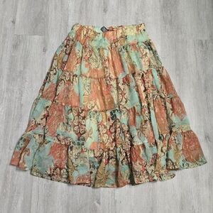 Vintage Y2K Rampage Midi Tiered Flared Gauze Skirt Lightweight Size 0